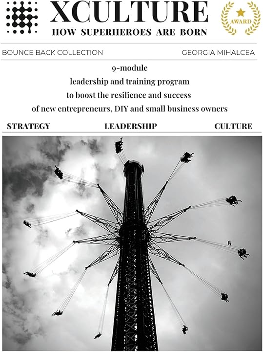 Cover of the award-winning book XCulture: How Superheroes Are Born, featuring a tall amusement park ride with swings against a cloudy sky (Prater Wien), symbolizing resilience and overcoming challenges in entrepreneurship.