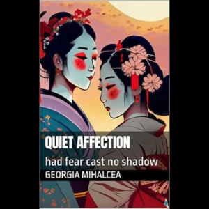 Ilustrație digitală în stil stampă japoneză cu tonuri pastelate de teal și roz, rezultat derivat din cercetarea doctorală pe tema Semantic Storytelling.