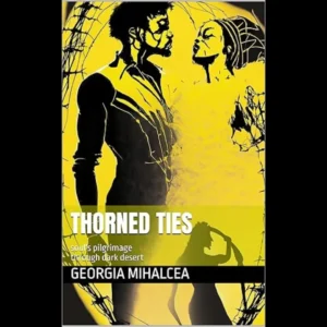 Ilustrație digitală grafică în contrast puternic de galben și negru cu siluete stilizate, rezultat derivat din cercetarea doctorală pe tema Semantic Storytelling.